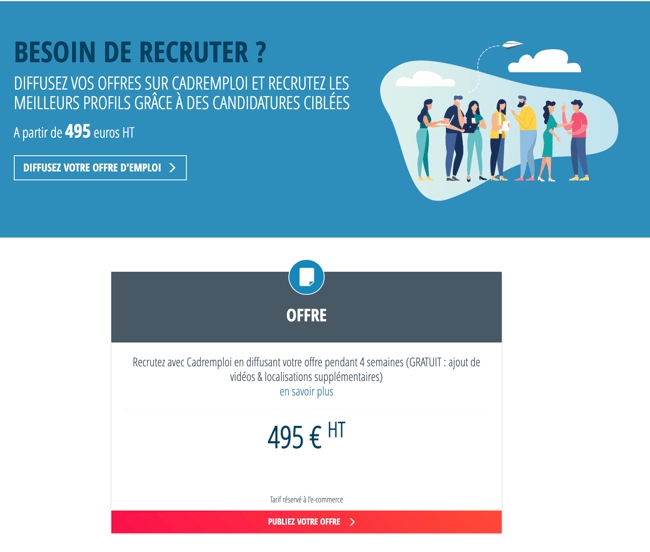 cadremploi tarifs jobboard