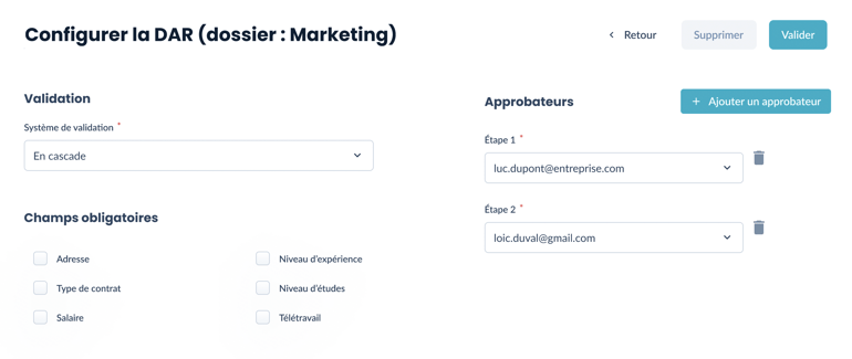 demande autorisation recrutement interface