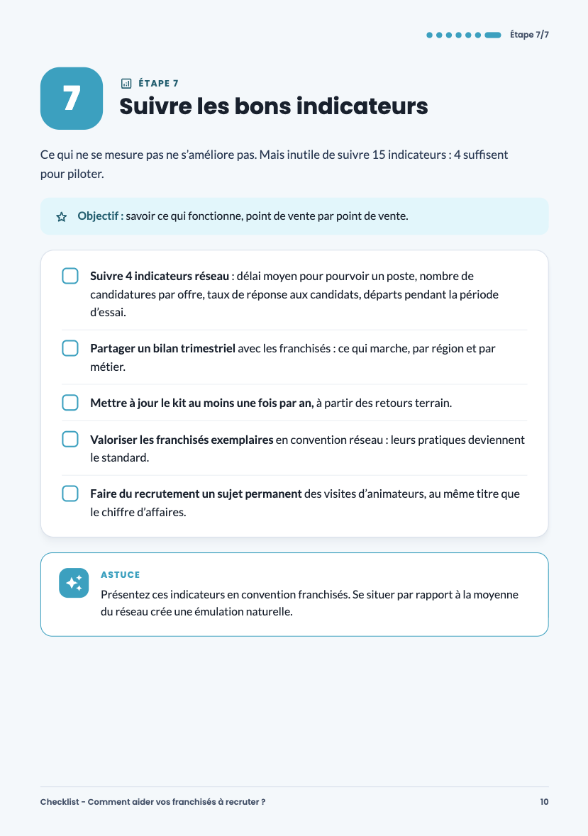 page checklist franchiseur étape 7