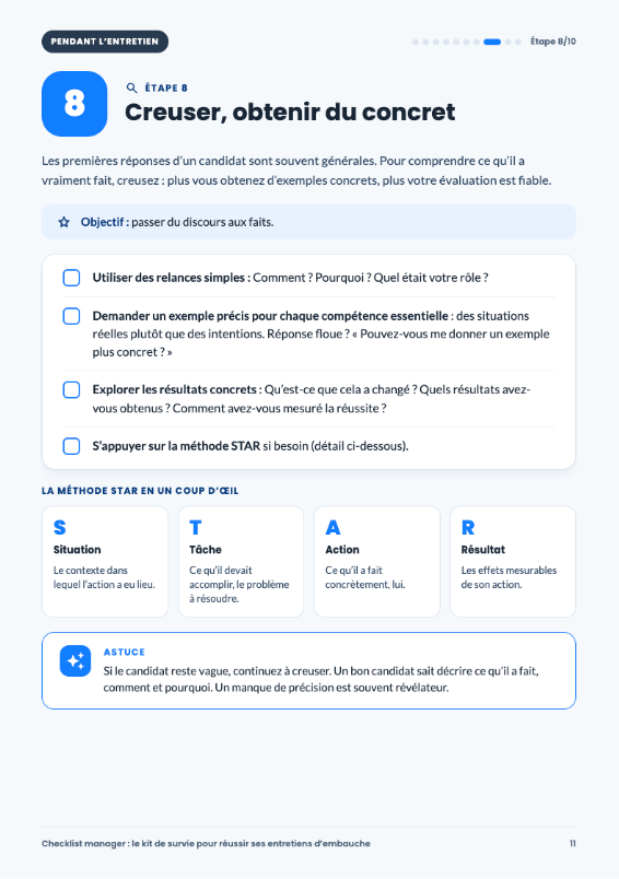 extrait checklist manager entretien étape 8