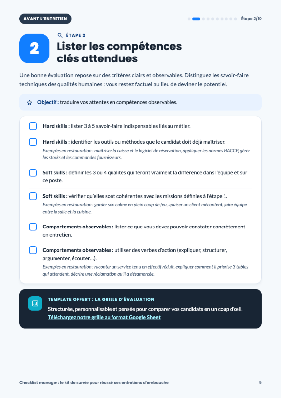 page checklist manager entretien étape 2