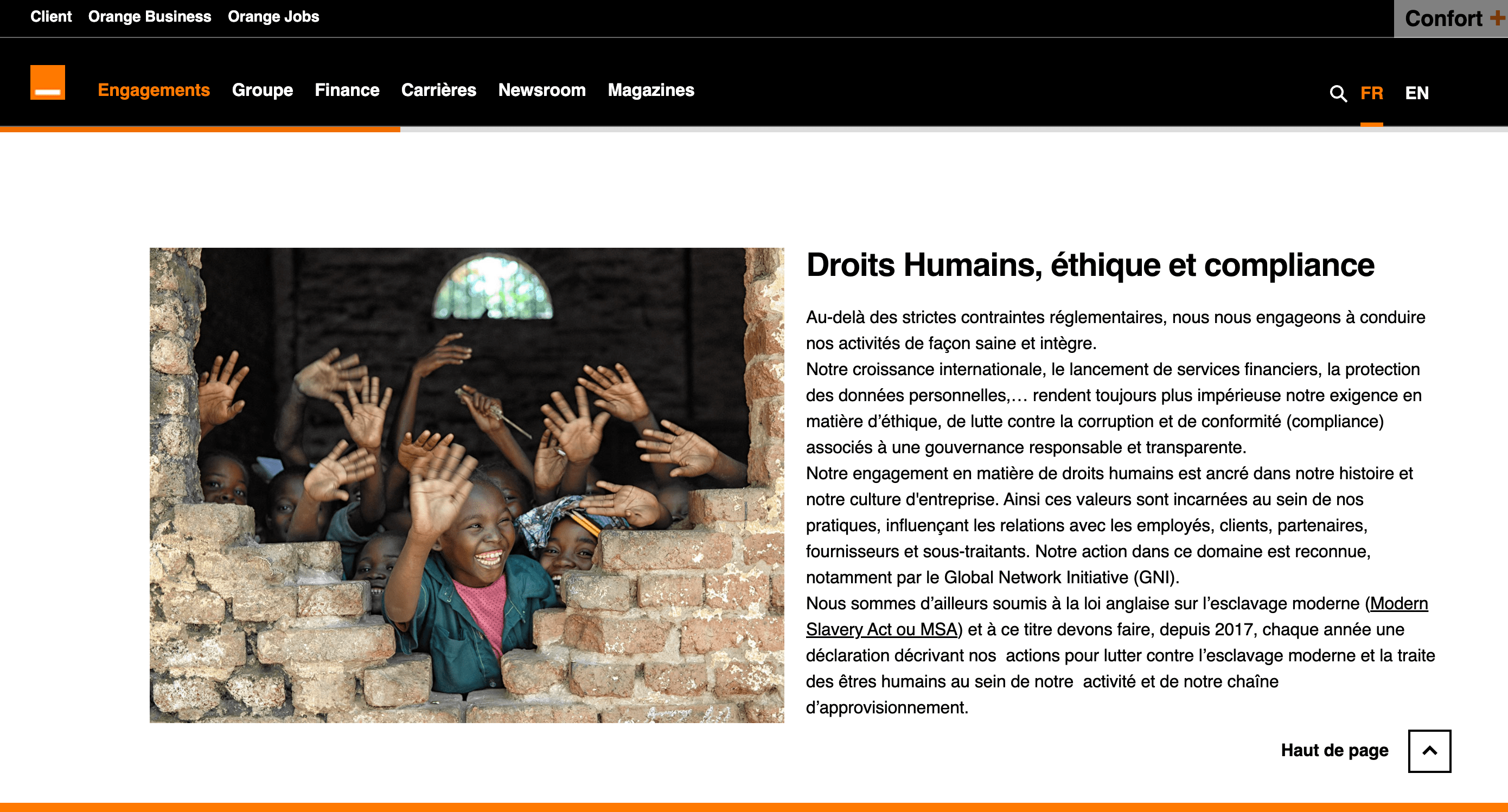 les principes de mise en oeuvre de la rse de orange