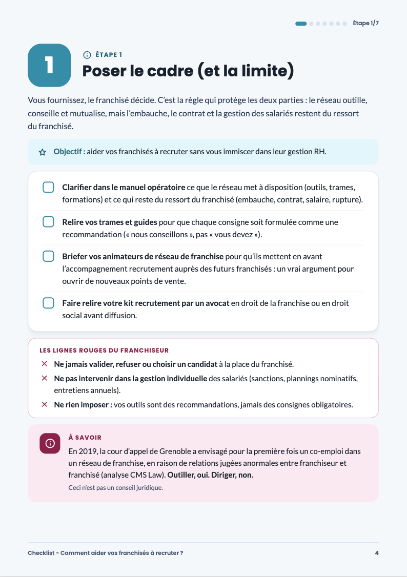 page checklist franchiseur - etape 1